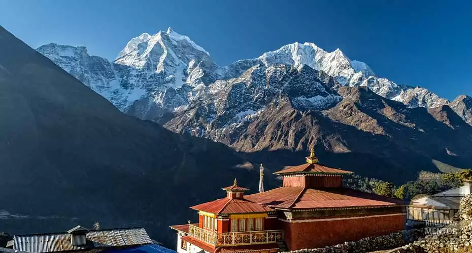 Pangboche Monastery and Himalayan view