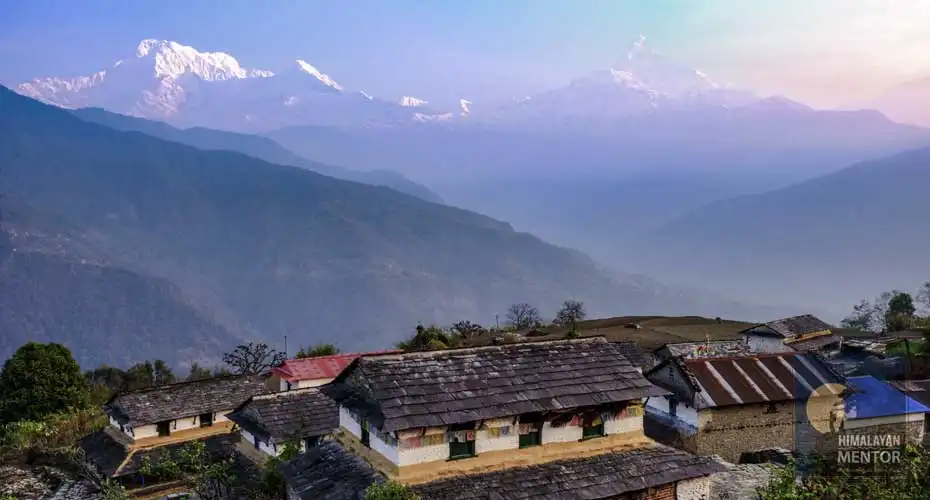 Beautiful Dhampus Village and Himalayas