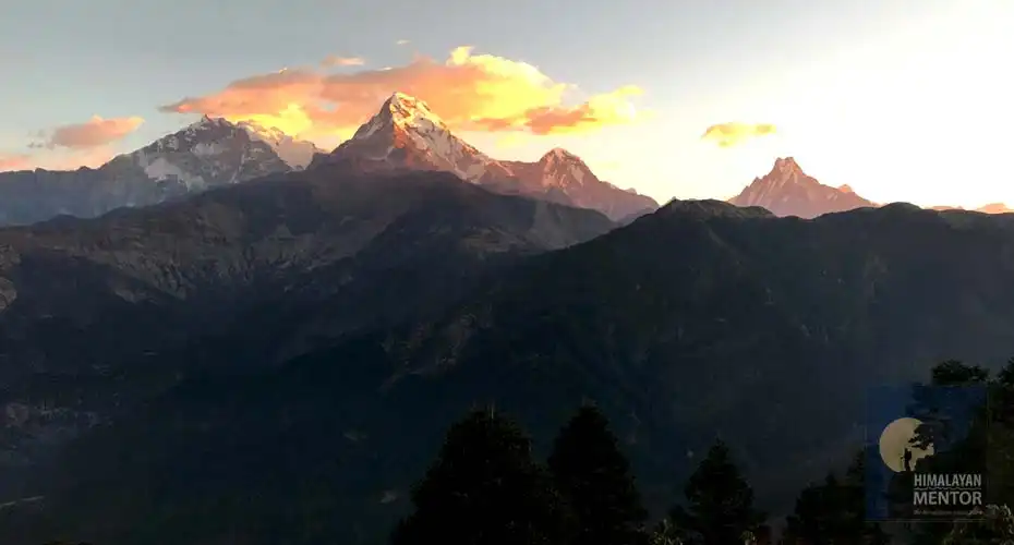 Sunrise view from Poon Hill, Mt. Annapurna South, Hiunchuli and the Fishtail mountain